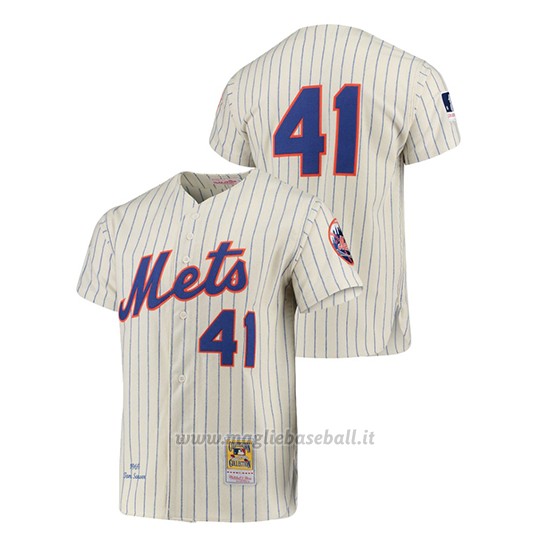 Maglia Baseball Uomo New York Mets Tom Seaver Cooperstown Collection Autentico Crema